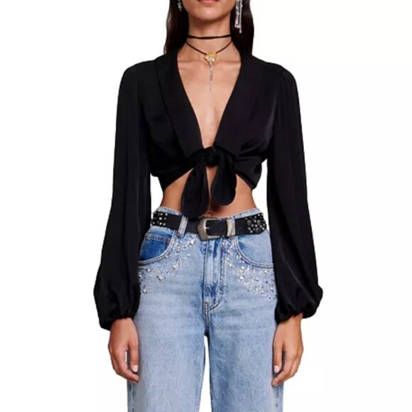 Maje Ciblanca Tie Front Blouse NWT Size 2 - Picture 1 of 5